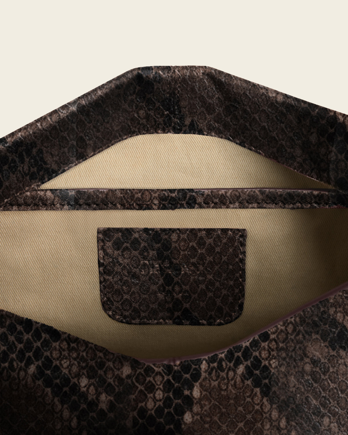 Clay Clutch Leather Chocolate Snake