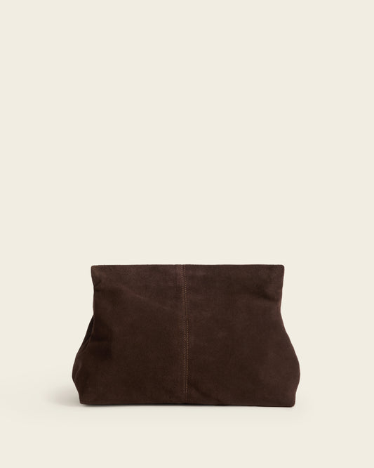 Clay Clutch Suede Chocolate