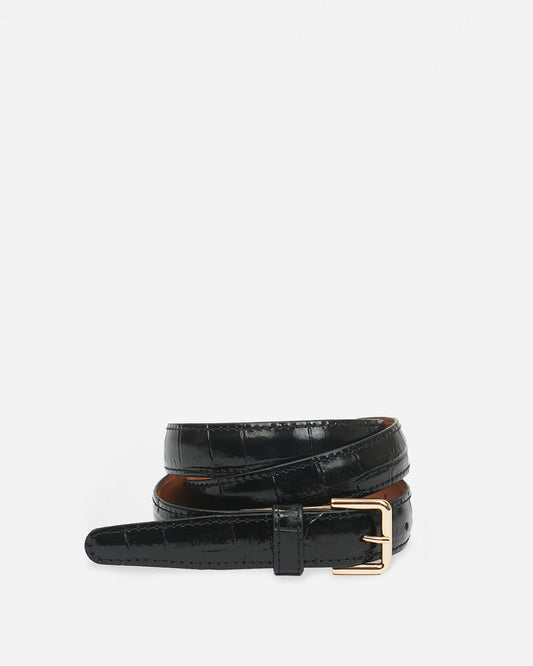 Barbara Belt Leather Black Croco