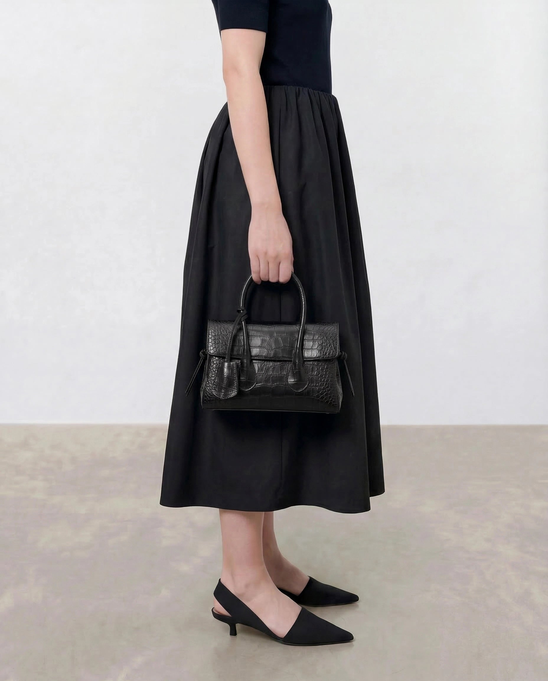 Lydia Mini Bag Leather Black Croco